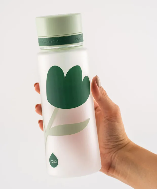 Sticlă pentru apă, pentru copii - Lalele verde