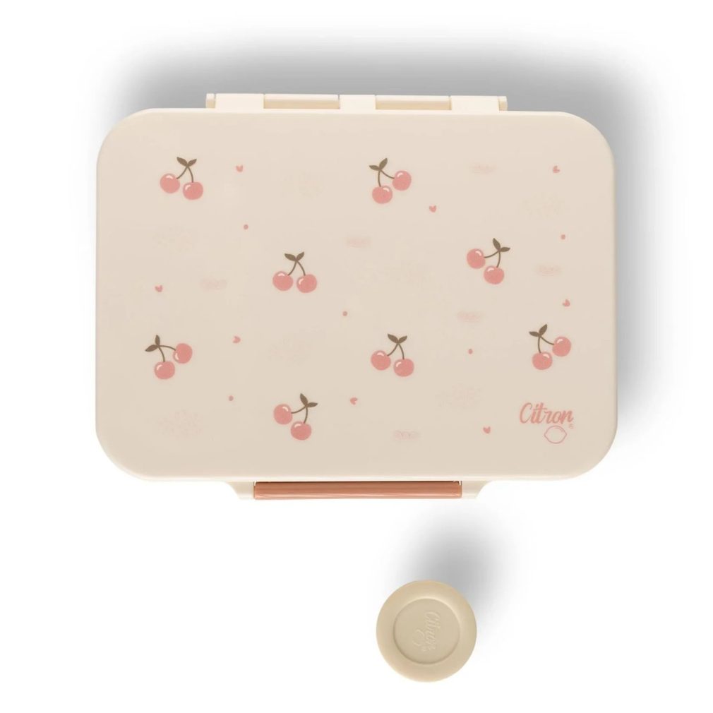 Caserolă prânz din Tritan cu 4 compartimente, design Cherry
