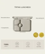 Caserolă prânz pentru băieți cu 4 compartimente, design Tigru