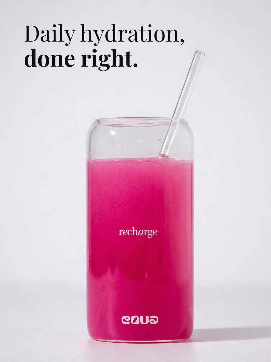 Pahar "Recharge" din sticlă, cu pai inclus, 500ml