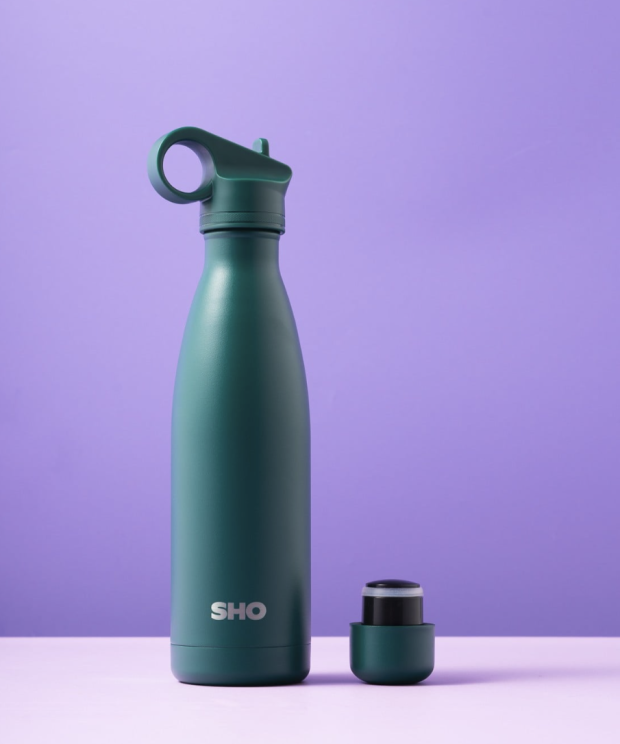 Sticlă termos din oțel inoxidabil, 500ml, cu 2 capace – Verde închis