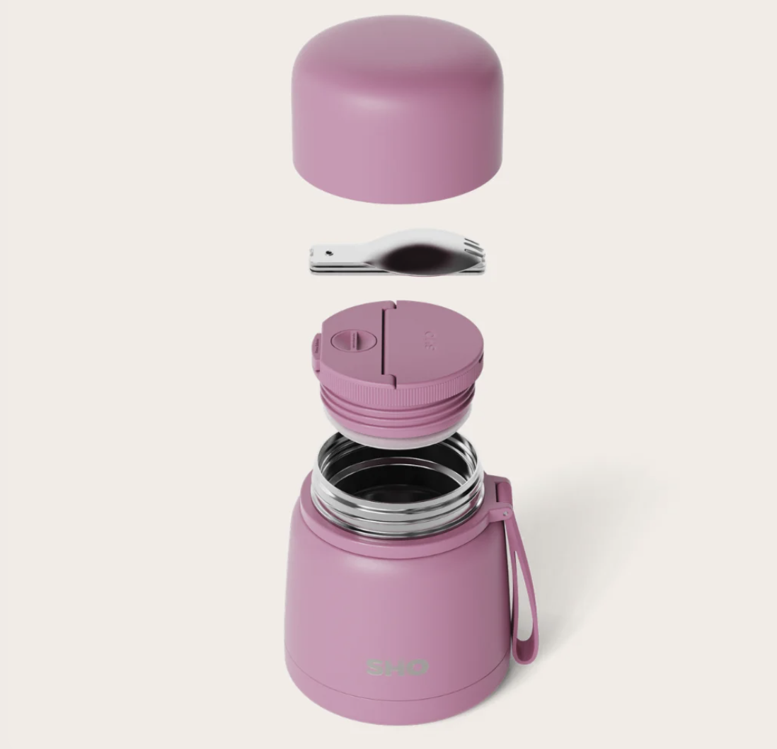 Borcan termic pentru alimente, 400ml, cu tacâm - Roz