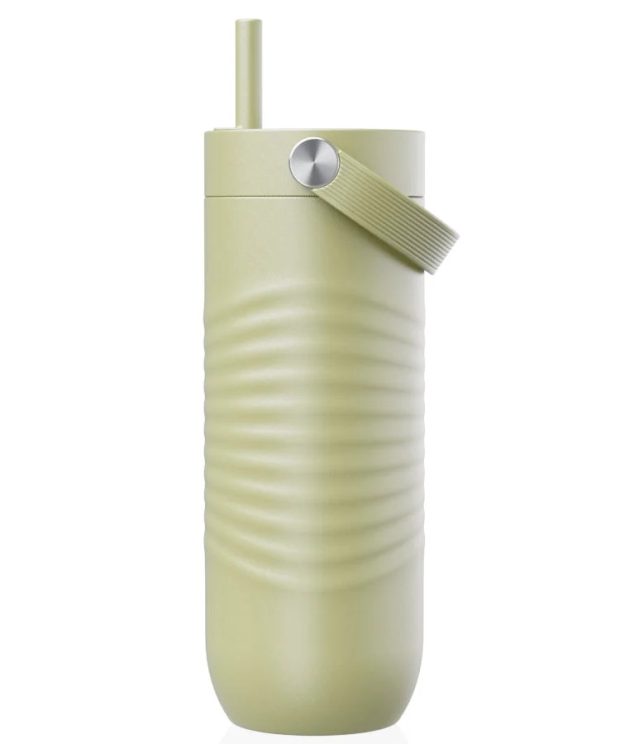 Cană termică SipEasy 1L, cu pai integrat, Matcha, cu design minimalist