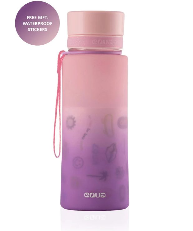 Sticlă cu stickere pentru copii, 600ml, mov mat