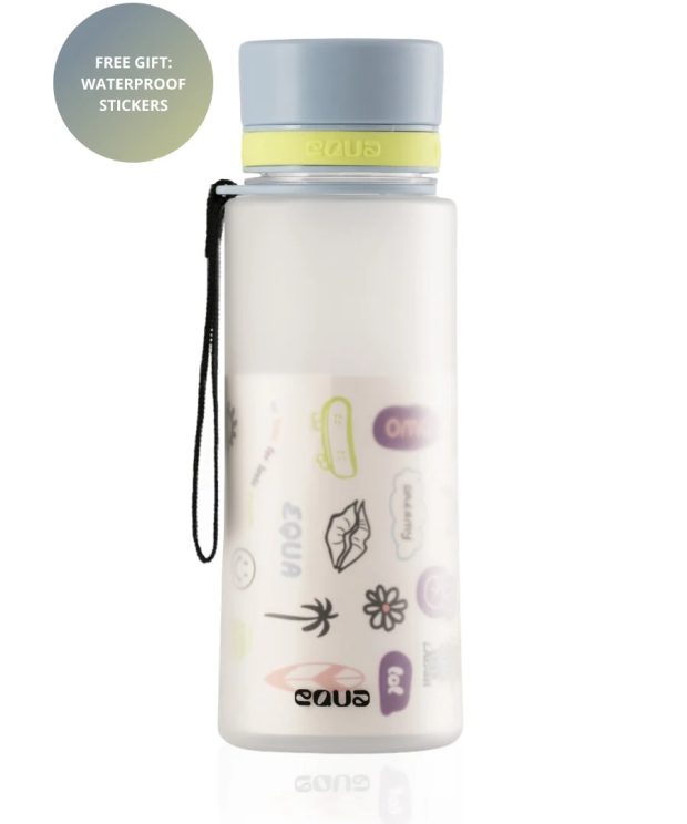 Sticlă cu stickere pentru copii, 600ml, Gri