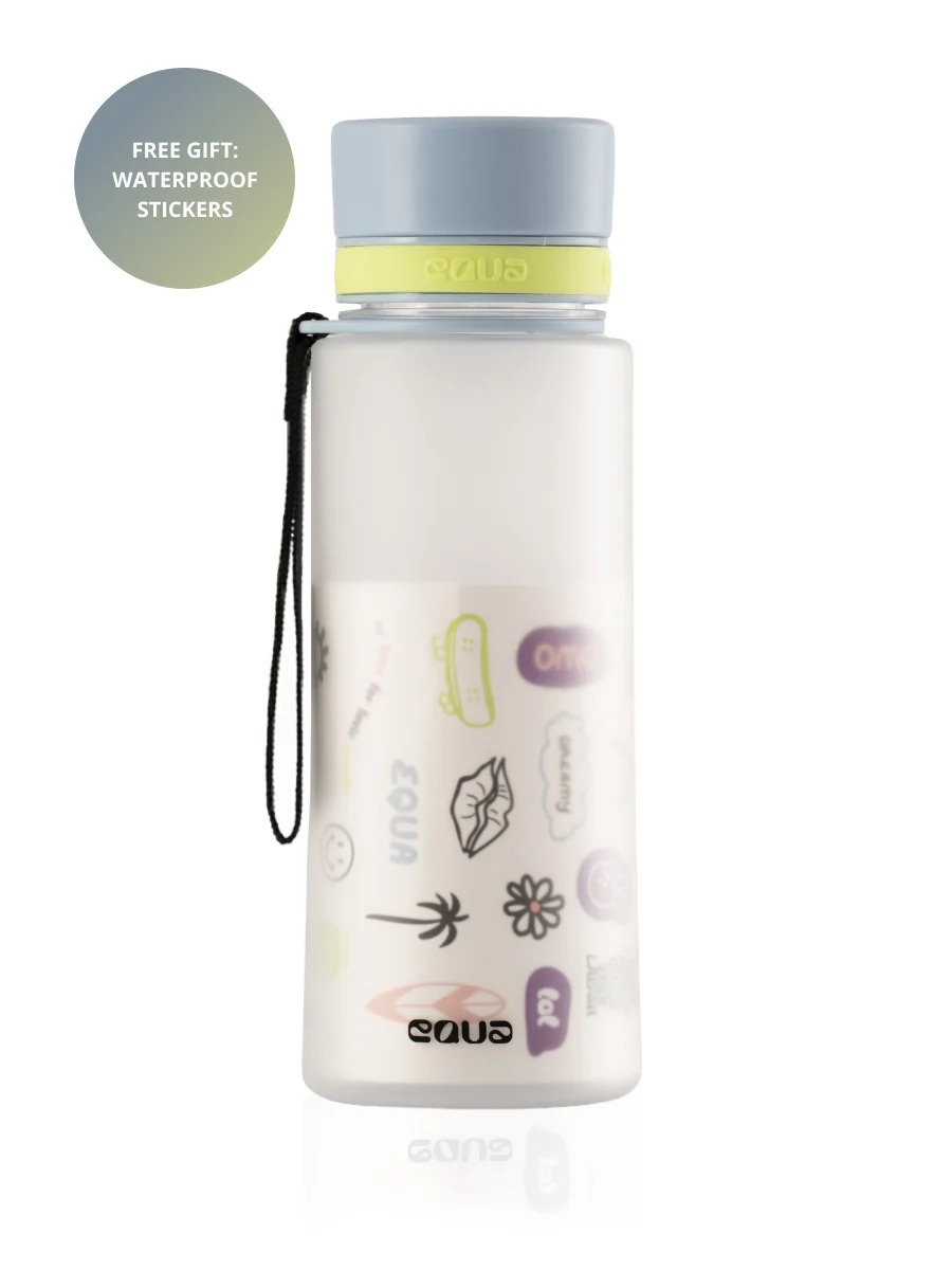 Sticlă cu stickere pentru copii, 600ml, Gri