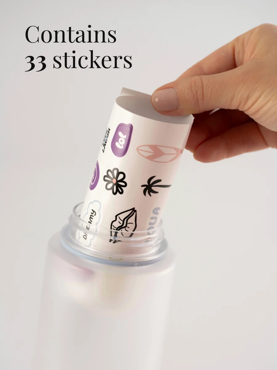 Sticlă cu stickere pentru copii, 600ml, Gri