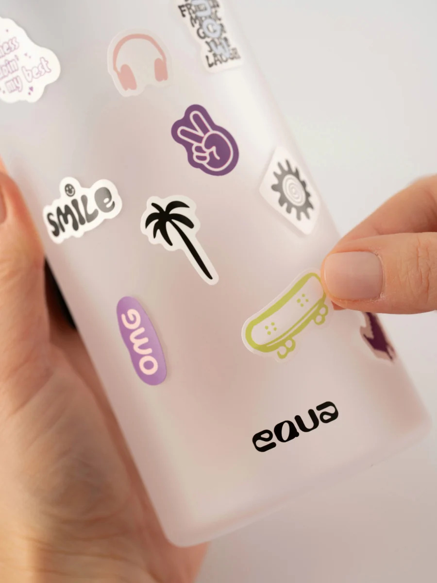 Sticlă cu stickere pentru copii, 600ml, Gri